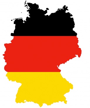 Umriss Deutschlands in Schwarz-Rot-Gold
